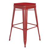 English Elm Commercial Grade Commercial Grade 30" High Backless Metal Indoor-Outdoor Barstool with Poly Resin Wood Seat