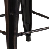 English Elm Commercial Grade 30" High Backless Metal Barstool with Square Wood Seat