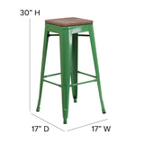 English Elm Commercial Grade 30" High Backless Metal Barstool with Square Wood Seat