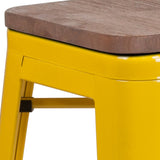 English Elm Commercial Grade 30" High Backless Metal Barstool with Square Wood Seat