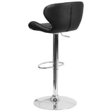 English Elm Contemporary Adjustable Height Barstool with Curved Back and Chrome Base