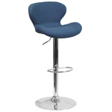 English Elm Contemporary Adjustable Height Barstool with Curved Back and Chrome Base