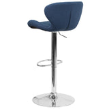 English Elm Contemporary Adjustable Height Barstool with Curved Back and Chrome Base