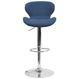 English Elm Contemporary Adjustable Height Barstool with Curved Back and Chrome Base