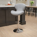 English Elm Contemporary Adjustable Height Barstool with Curved Back and Chrome Base