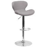 English Elm Contemporary Adjustable Height Barstool with Curved Back and Chrome Base