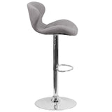 English Elm Contemporary Adjustable Height Barstool with Curved Back and Chrome Base