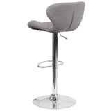 English Elm Contemporary Adjustable Height Barstool with Curved Back and Chrome Base