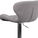 English Elm Contemporary Adjustable Height Barstool with Curved Back and Chrome Base