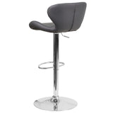 English Elm Contemporary Adjustable Height Barstool with Curved Back and Chrome Base