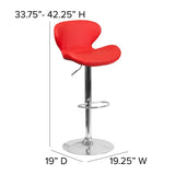 English Elm Contemporary Adjustable Height Barstool with Curved Back and Chrome Base