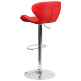 English Elm Contemporary Adjustable Height Barstool with Curved Back and Chrome Base