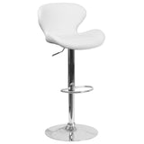 English Elm Contemporary Adjustable Height Barstool with Curved Back and Chrome Base