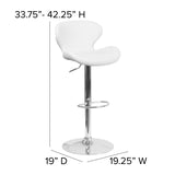 English Elm Contemporary Adjustable Height Barstool with Curved Back and Chrome Base