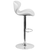 English Elm Contemporary Adjustable Height Barstool with Curved Back and Chrome Base