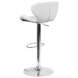 English Elm Contemporary Adjustable Height Barstool with Curved Back and Chrome Base