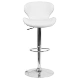 English Elm Contemporary Adjustable Height Barstool with Curved Back and Chrome Base