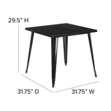 English Elm Commercial Grade Commercial Grade 31.75" Square Metal Indoor-Outdoor Table