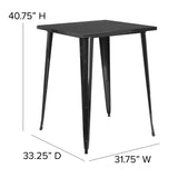 English Elm Commercial Grade Commercial Grade 31.5" Square Metal Indoor-Outdoor Bar Height Table