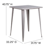 English Elm Commercial Grade Commercial Grade 31.5" Square Metal Indoor-Outdoor Bar Height Table