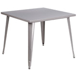 English Elm Commercial Grade Commercial Grade 35.5" Square Metal Indoor-Outdoor Table