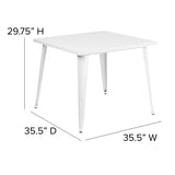 English Elm Commercial Grade Commercial Grade 35.5" Square Metal Indoor-Outdoor Table