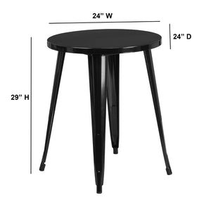 English Elm Commercial Grade Commercial Grade 24" Round Metal Indoor-Outdoor Table
