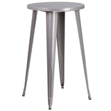 English Elm Commercial Grade Commercial Grade 24" Round Metal Indoor-Outdoor Bar Height Table