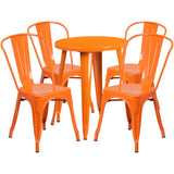 English Elm Commercial Grade Commercial Grade 24" Round Metal Indoor-Outdoor Table Set with 4 Cafe Chairs