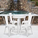 English Elm Commercial Grade Commercial Grade 24" Round Metal Indoor-Outdoor Table Set with 4 Cafe Chairs