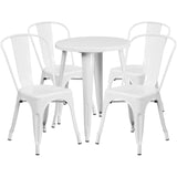 English Elm Commercial Grade Commercial Grade 24" Round Metal Indoor-Outdoor Table Set with 4 Cafe Chairs