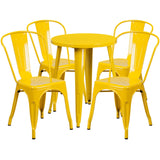 English Elm Commercial Grade Commercial Grade 24" Round Metal Indoor-Outdoor Table Set with 4 Cafe Chairs