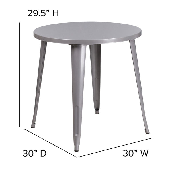 English Elm Commercial Grade Commercial Grade 30" Round Metal Indoor-Outdoor Table