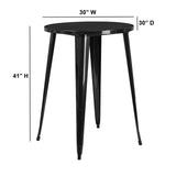 English Elm Commercial Grade Commercial Grade 30" Round Metal Indoor-Outdoor Bar Height Table