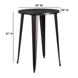 English Elm Commercial Grade Commercial Grade 30" Round Metal Indoor-Outdoor Bar Height Table