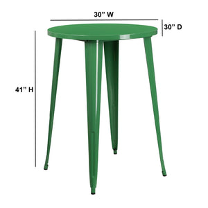 English Elm Commercial Grade Commercial Grade 30" Round Metal Indoor-Outdoor Bar Height Table