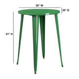 English Elm Commercial Grade Commercial Grade 30" Round Metal Indoor-Outdoor Bar Height Table