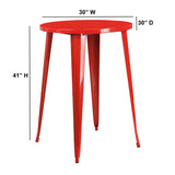 English Elm Commercial Grade Commercial Grade 30" Round Metal Indoor-Outdoor Bar Height Table