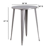 English Elm Commercial Grade Commercial Grade 30" Round Metal Indoor-Outdoor Bar Height Table