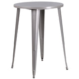 English Elm Commercial Grade Commercial Grade 30" Round Metal Indoor-Outdoor Bar Height Table