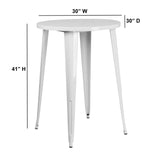 English Elm Commercial Grade Commercial Grade 30" Round Metal Indoor-Outdoor Bar Height Table