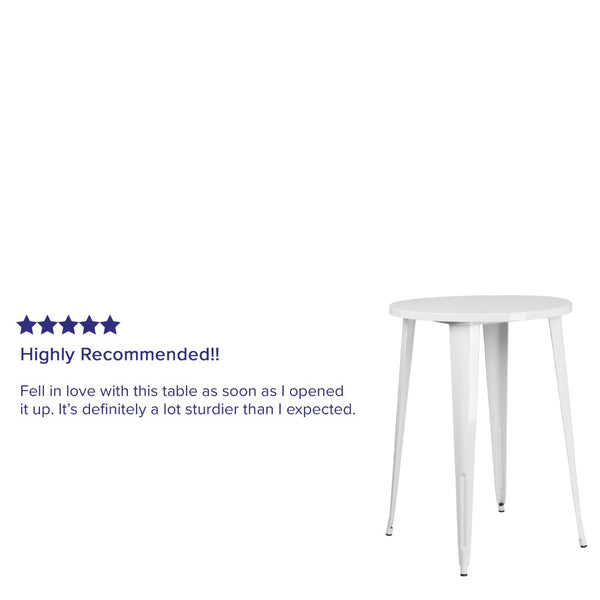 English Elm Commercial Grade Commercial Grade 30" Round Metal Indoor-Outdoor Bar Height Table