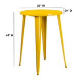 English Elm Commercial Grade Commercial Grade 30" Round Metal Indoor-Outdoor Bar Height Table