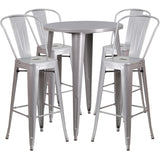 English Elm Commercial Grade Commercial Grade 30" Round Metal Indoor-Outdoor Bar Table Set with 4 Cafe Stools