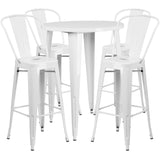 English Elm Commercial Grade Commercial Grade 30" Round Metal Indoor-Outdoor Bar Table Set with 4 Cafe Stools