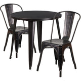 English Elm Commercial Grade Commercial Grade 30" Round Metal Indoor-Outdoor Table Set with 2 Cafe Chairs