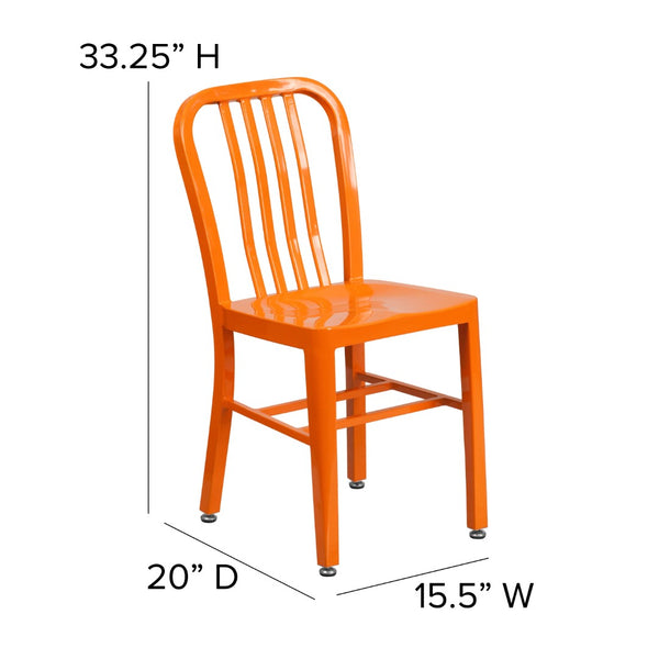 English Elm Commercial Grade Commercial Grade Metal Indoor-Outdoor Chair