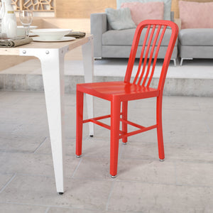 English Elm Commercial Grade Commercial Grade Metal Indoor-Outdoor Chair