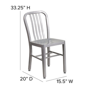 English Elm Commercial Grade Commercial Grade Metal Indoor-Outdoor Chair