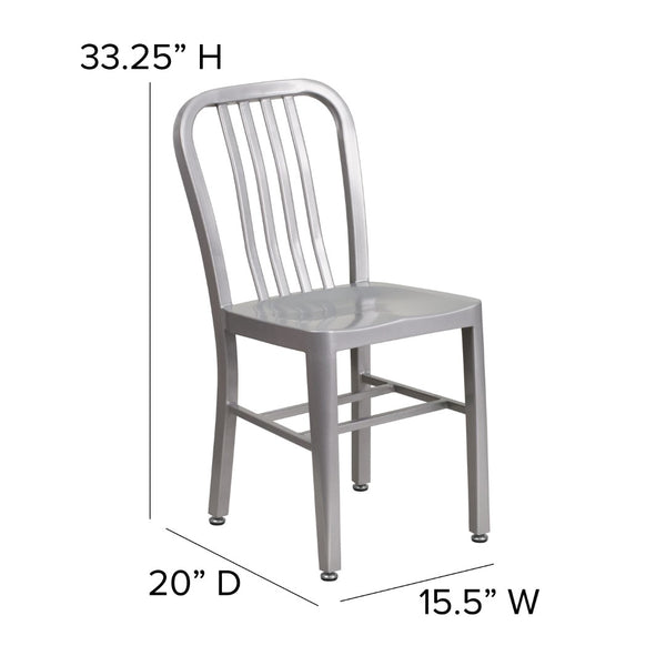 English Elm Commercial Grade Commercial Grade Metal Indoor-Outdoor Chair